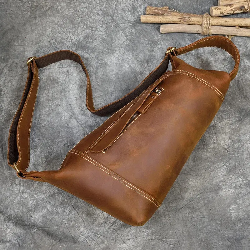 Featured Mens Genuine Backpack Crazy Horse Leather Daypack Travel Male Laptop Unique Bagpack Man Chest Bag 240902_voghion.com