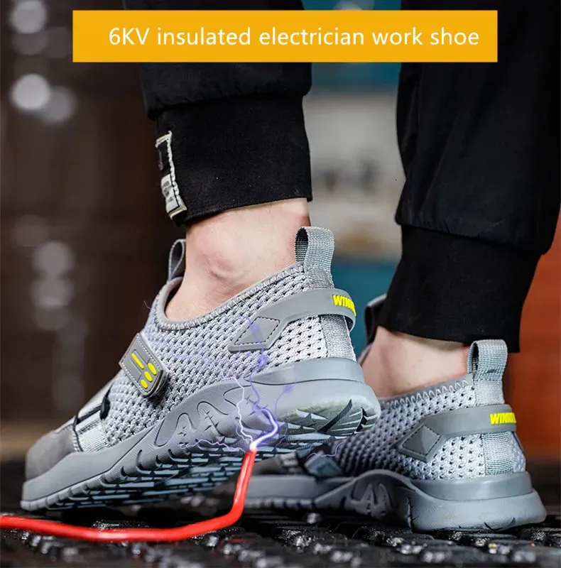 Chaussures de sécurité électriques d'été respirantes et résistantes aux perforations, embout en plastique isolé 6 kV 241205_voghion.com