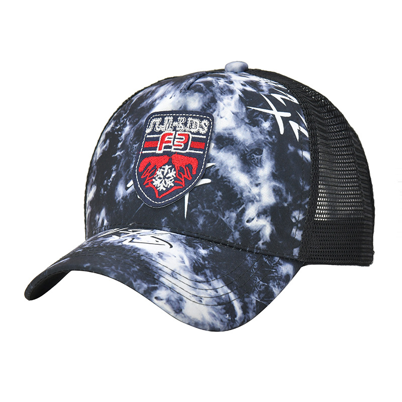 Casquette de Baseball avec lettres autocollantes pour hommes et femmes, casquette de langue de canard graffiti, chapeau en filet pare-soleil respirant pour l'extérieur_voghion.com