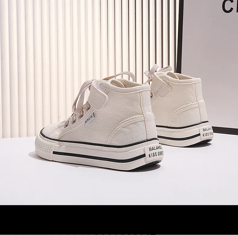 Children's Canvas Yellow Green High Top Boys Girls Toddler Casual Cutefeet Beige Fashion Soft Non-slip Kids Cloth Shoes_desvips.com