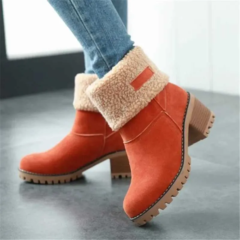 Womens Fur Snow 2023 Winter New Warm Wool Booties Ankle Boot Platform Shoes Turned-over Edge Casual Women Mid Boots_voghion.com