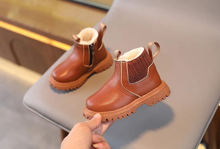 Botas de nieve Happysteps de piel sintética para bebé, muy cálidas, para otoño e invierno, para niño y niña, talla 38-44_voghion.com