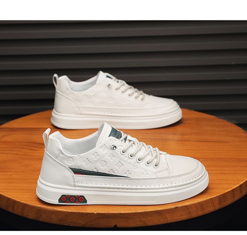 Men's Spring New Breathable White Popular All Match Non Slip Men's Sneakers Soft Sole Casual Leather Shoes_voghion.com