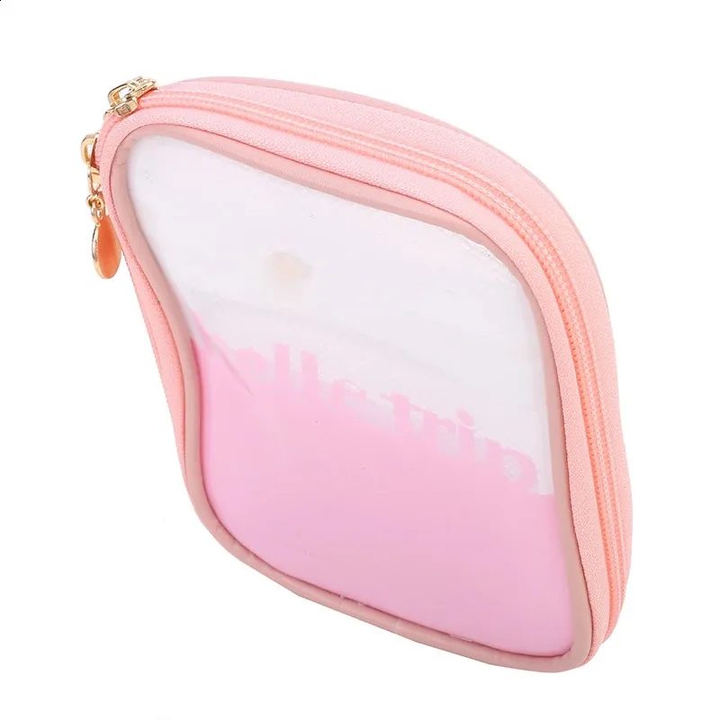 Mini organiseur de voyage transparent, petite trousse de maquillage mignonne et preppy, trousse de toilette à fermeture éclair pour cosmétiques, pochette pour pièces de monnaie pour femmes_voghion.com