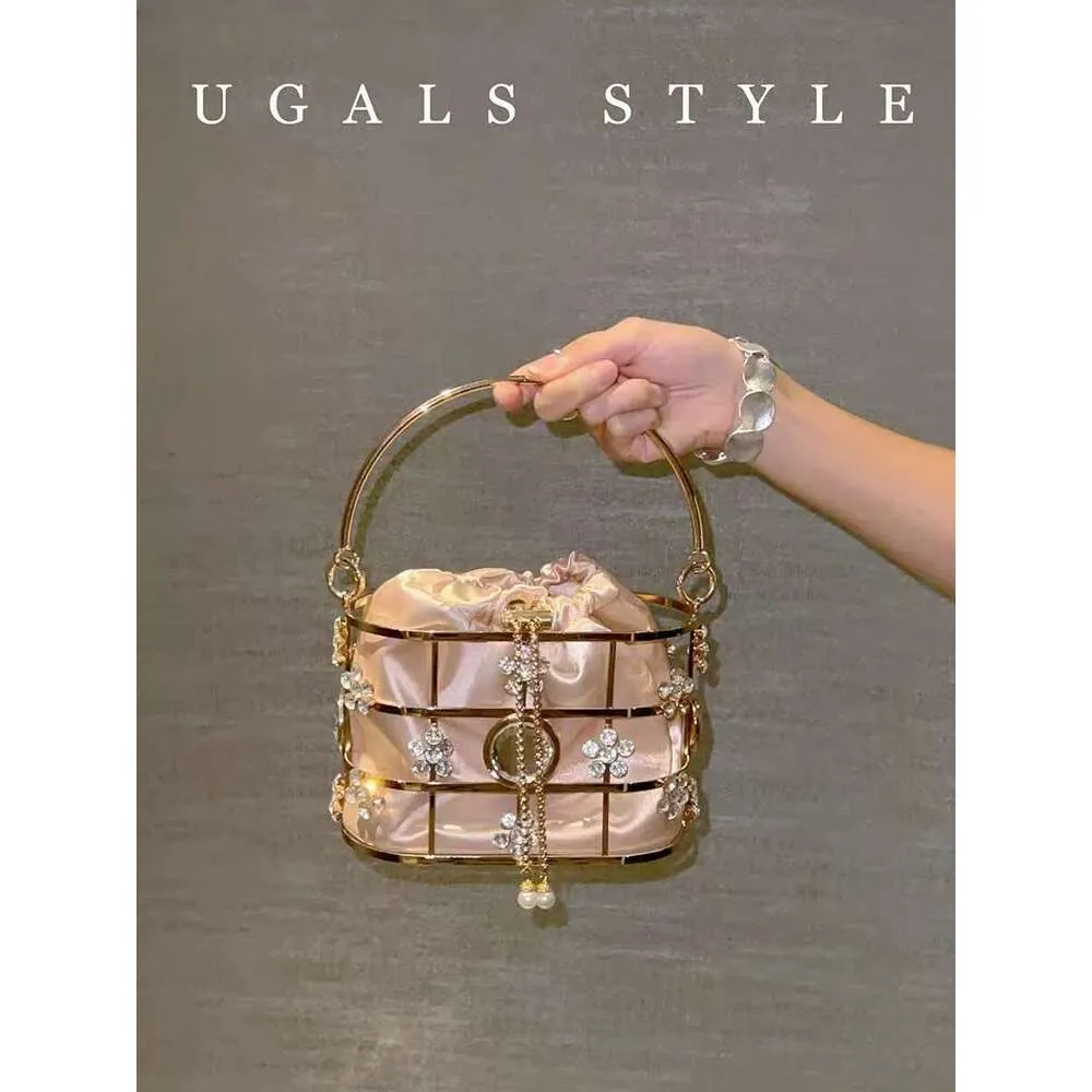 Fashion Women's Handbag Hollow Out Metal Cage Glitter Shiny Dias Evening Wedding Party Clutch Purse Shoulder Bag Street_voghion.com