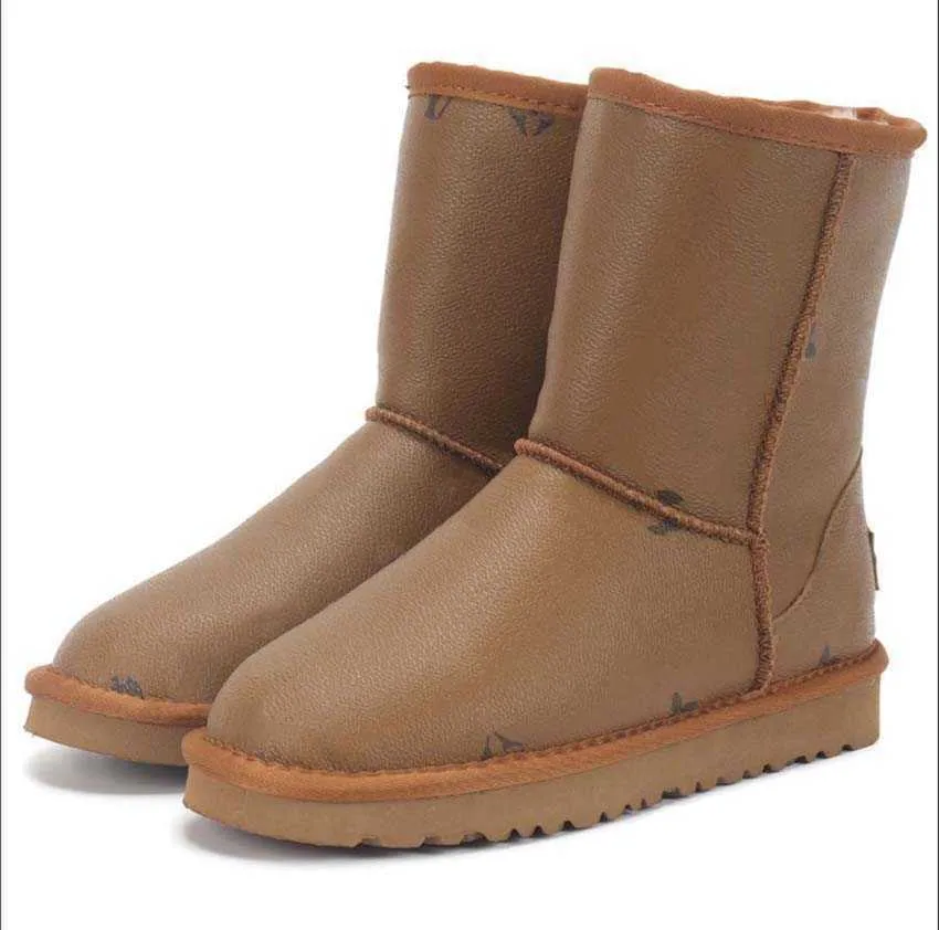 Designer AUS Snow DamesZwarte Enkel Platform Flats Combat Boots Lage Hak Veterschoenen Leren Kettingen Gesp Dames Kinderen_voghion.com