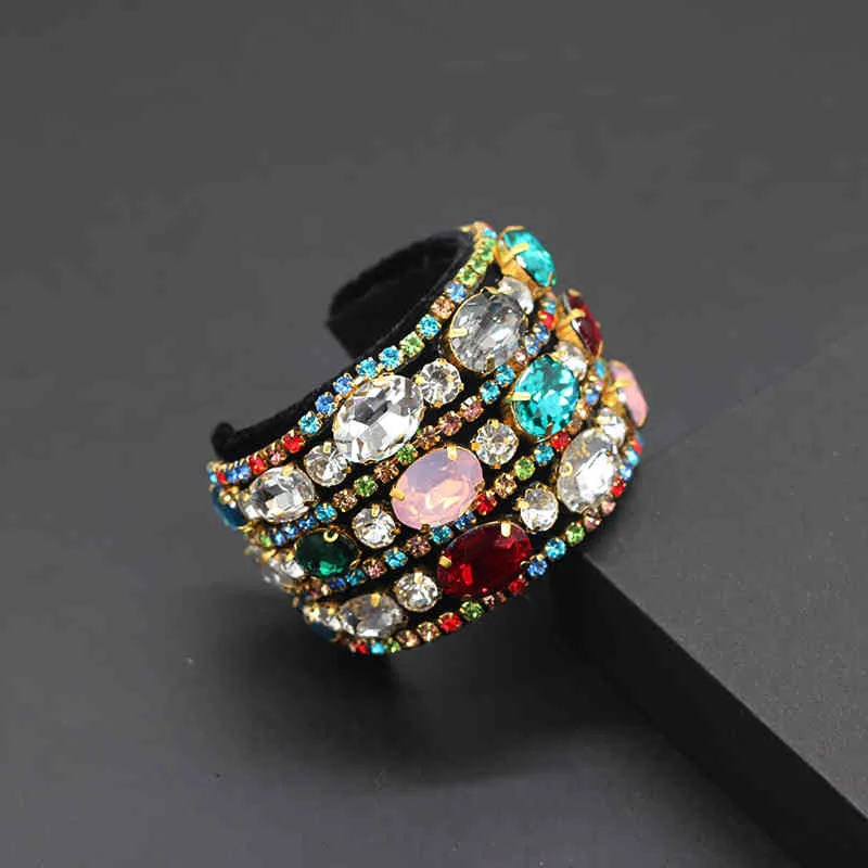 Crystal Rhinestone Cuff Bracelet Geometric Woven Ladies Jewelry_voghion.com