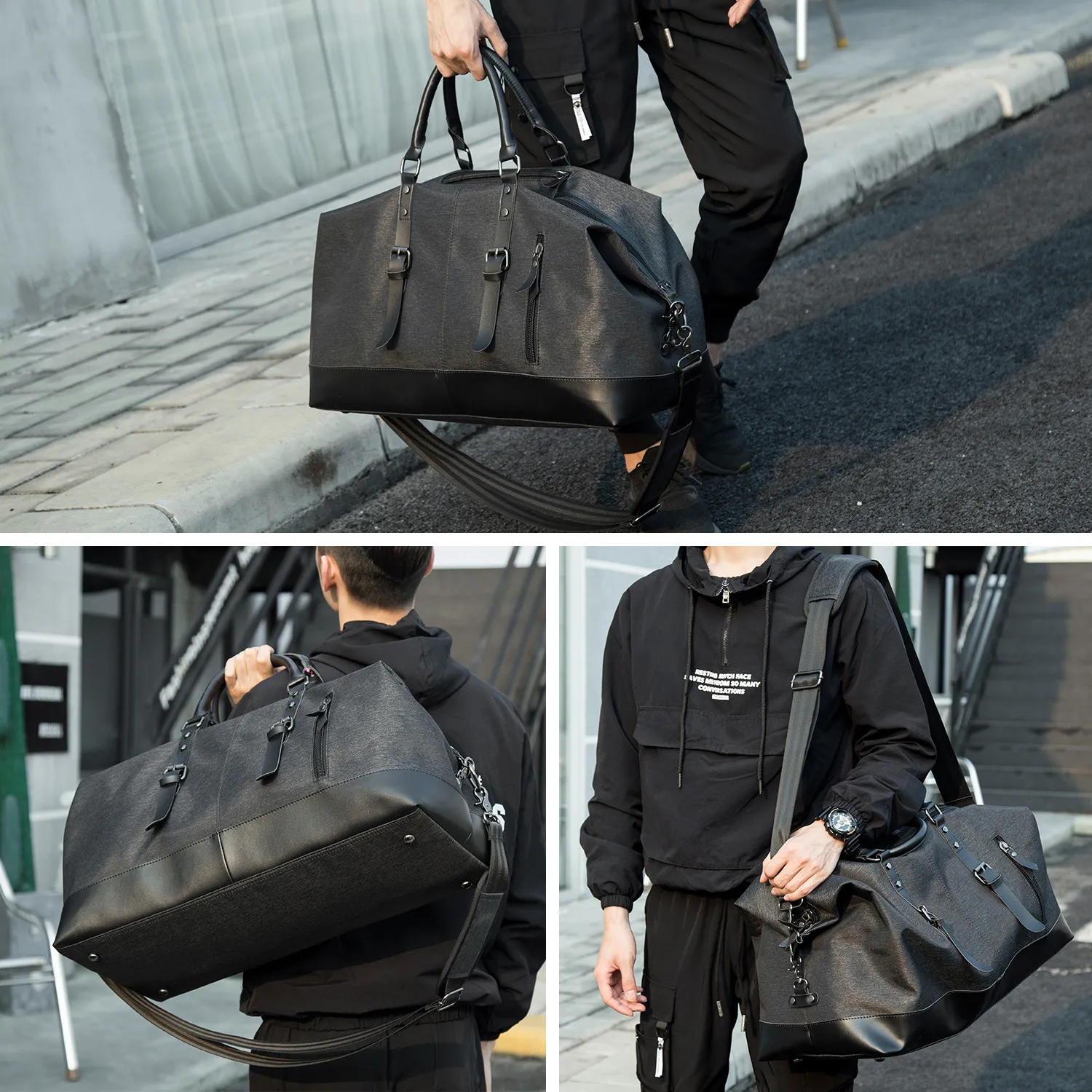 Sacs de voyage en toile pour hommes, sac de voyage grande capacité, fourre-tout de voyage multifonctionnel_voghion.com