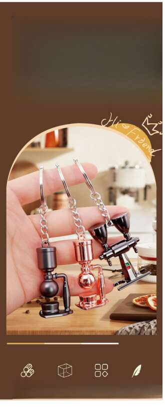Pendentif clé de voiture en métal 3D, porte-clés ustensile à café, cadeau commémoratif d'anniversaire de magasin_voghion.com