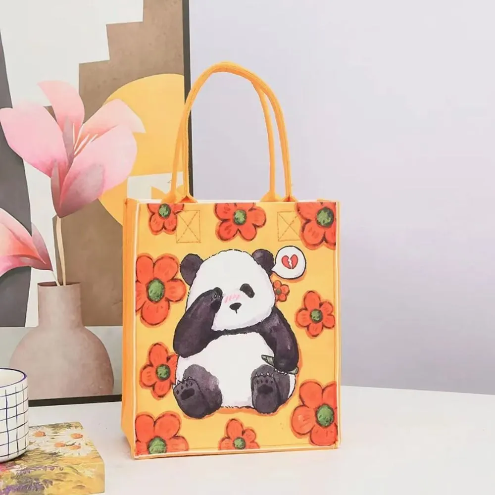 Borsa a tracolla in feltro spessa, da donna, multicolore, portatile, con stampa alla moda, a forma di panda, per gli spostamenti quotidiani_voghion.com