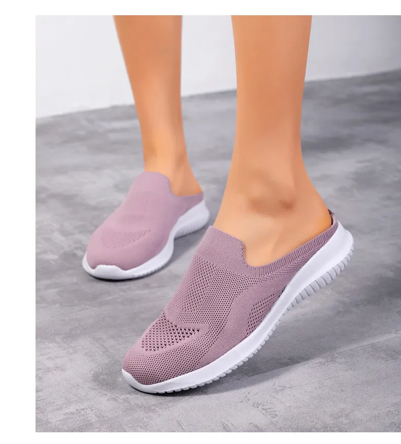 2022 NEW Mesh Slip-On Shoes Sneakers Women Summer Casual Slippers Lightweight Big Size Breathable_voghion.com