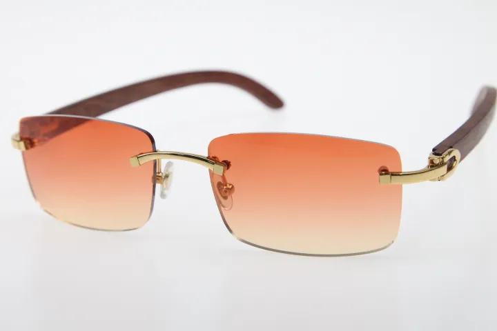 Rimless Wood Frame Men Sunglasses For Driving And Outdoors_voghion.com
