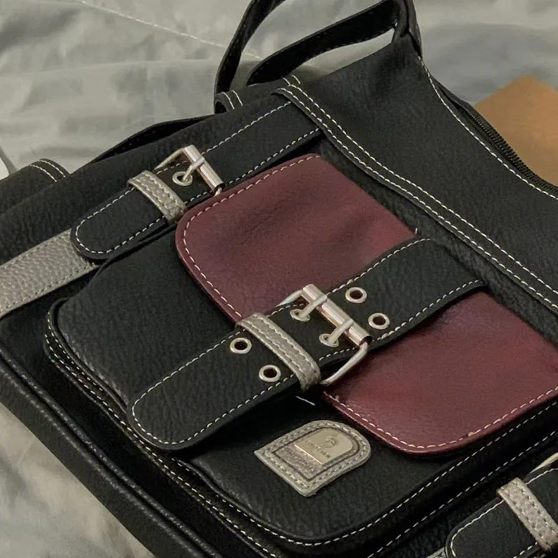 Yogodlns Retro Patchwork Schulter Für Frauen Weiche Leder Crossbody Cool Girl Messenger Bag Shopping Handtasche Handtasche Bolsa_voghion.com