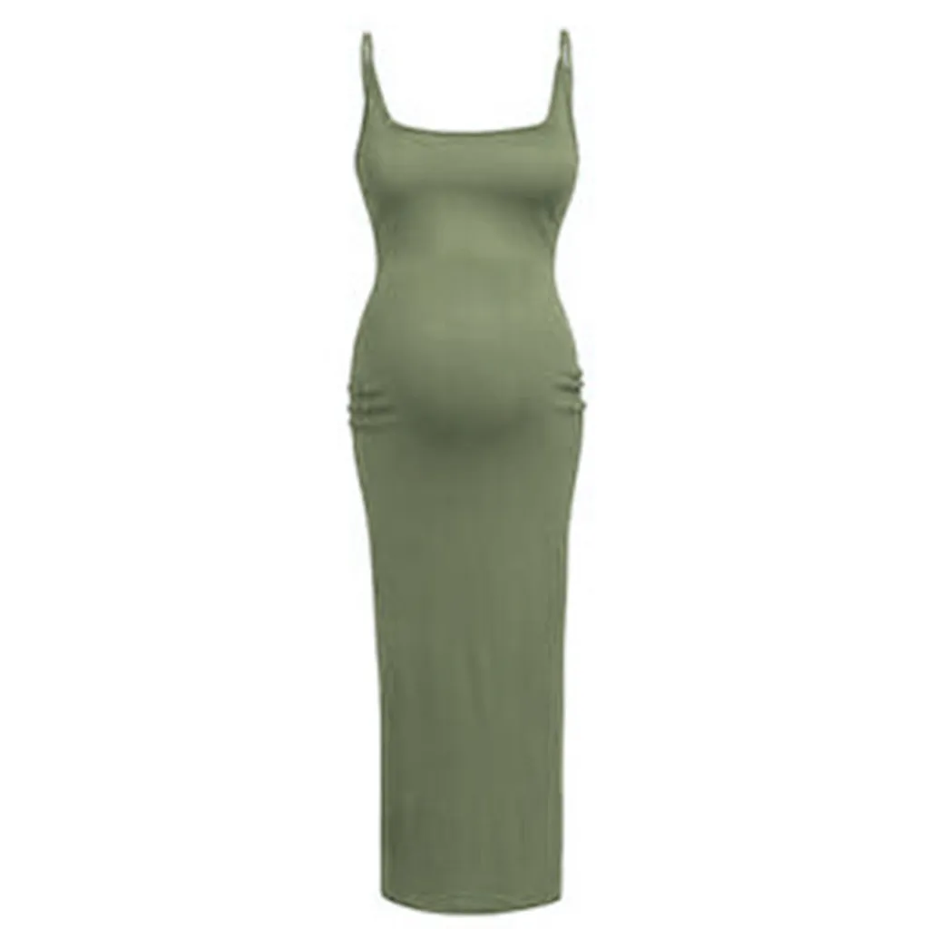 Robes de grossesse pour femmes, vêtements pour femmes enceintes, couleur unie, sans manches, décontractées, douces, robe de maternité, LJ201125_voghion.com