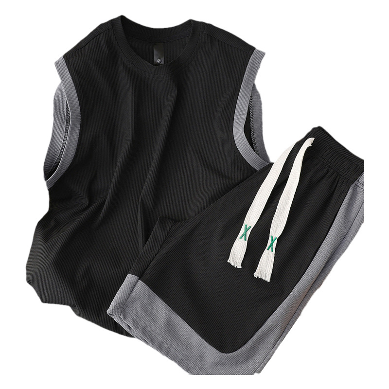 Herrenbekleidung Sommer Jungen cooles und hübsches Outfit Herren-Set aus lässigen Shorts und Weste zweiteiliges Set_voghion.com
