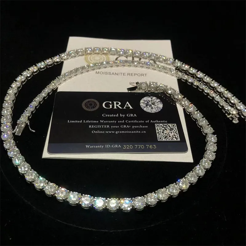 Collar de moissanita de 2 mm, 3 mm, 4 mm, 5 mm y 6,5 mm de diámetro, estilo hip hop, cadena de tenis de moissanita._voghion.com