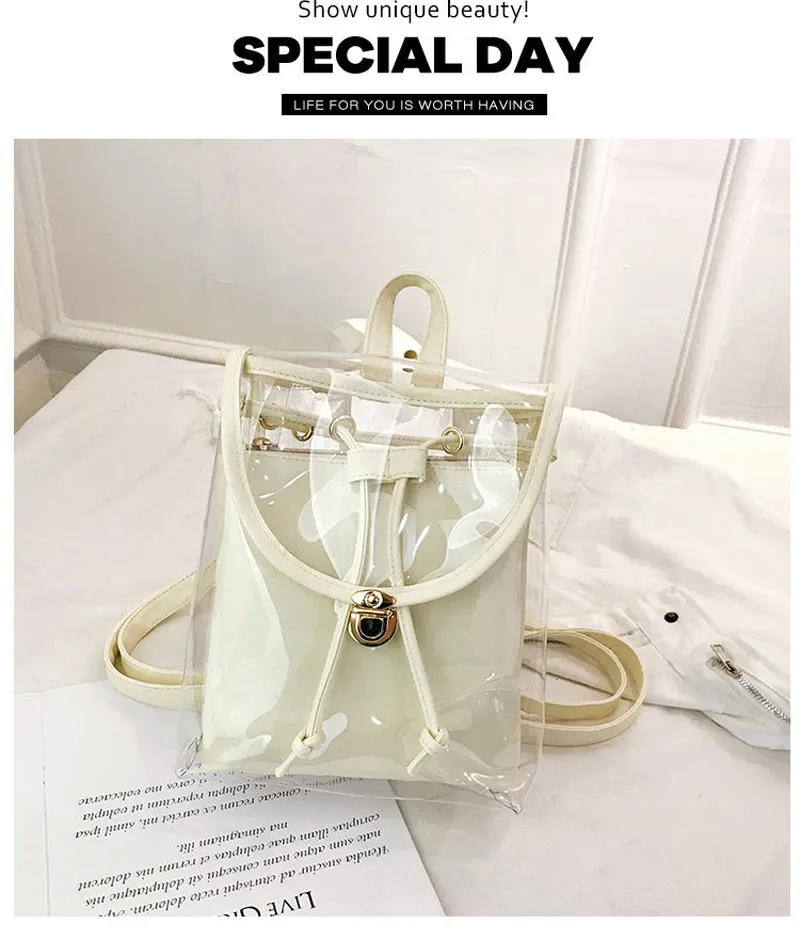 Mini moda donna PVC Designer Girl trasparente borsa trasparente zaino da viaggio in gelatina per borse a tracolla femminili da donna_voghion.com