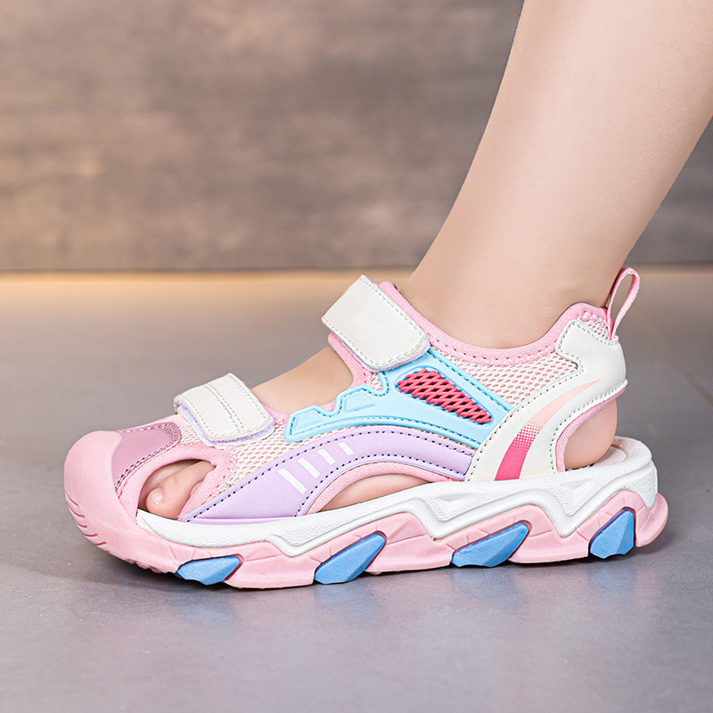 Jongens Zomer 2024 Nieuwe Ademende Kinder Hoofdband Sandalen en Pantoffels met Draaibare Knop voor Extern Dragen van_voghion.com