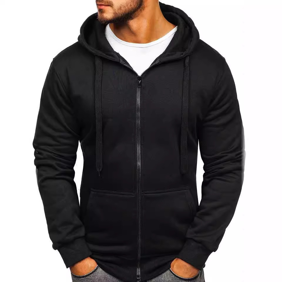 Felpa con cappuccio e zip da uomo in caldo pile per lo sport_voghion.com