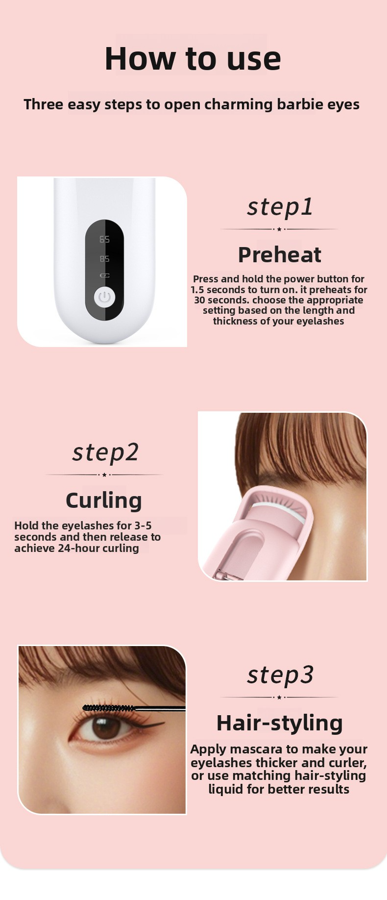 Rechargeable Heated Eyelash Curler - Portable Electric Lash Curler For Long-Lasting Hold & Quick Styling_voghion.com