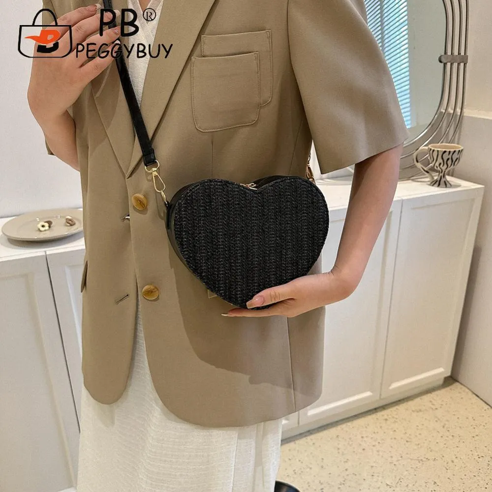 Damenmode Umhängetaschen Große Kapazität Stroh Umhängetasche Lässiger Reißverschluss Leichtes PU Einfarbig Für Die Reise_voghion.com