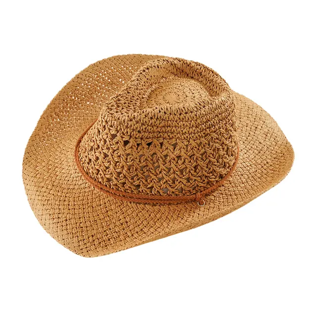 Nieuwe aankomsten Stijlvolle cowboyhoed voor mannen en vrouwen Ademend en waterdicht Schaduw PP Outdoor strohoeden_voghion.com
