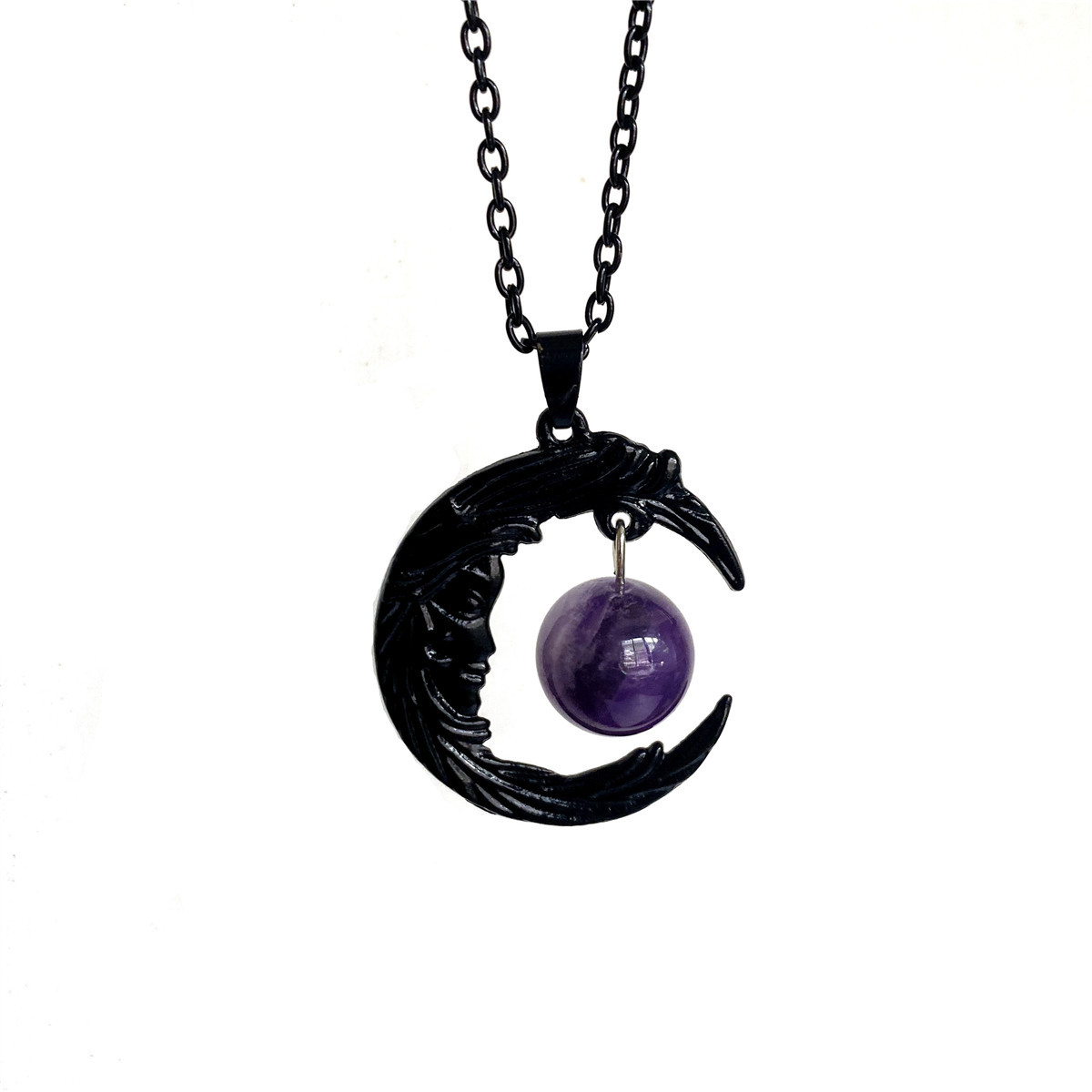 Collana luna gotica con pendente in cristallo viola_voghion.com