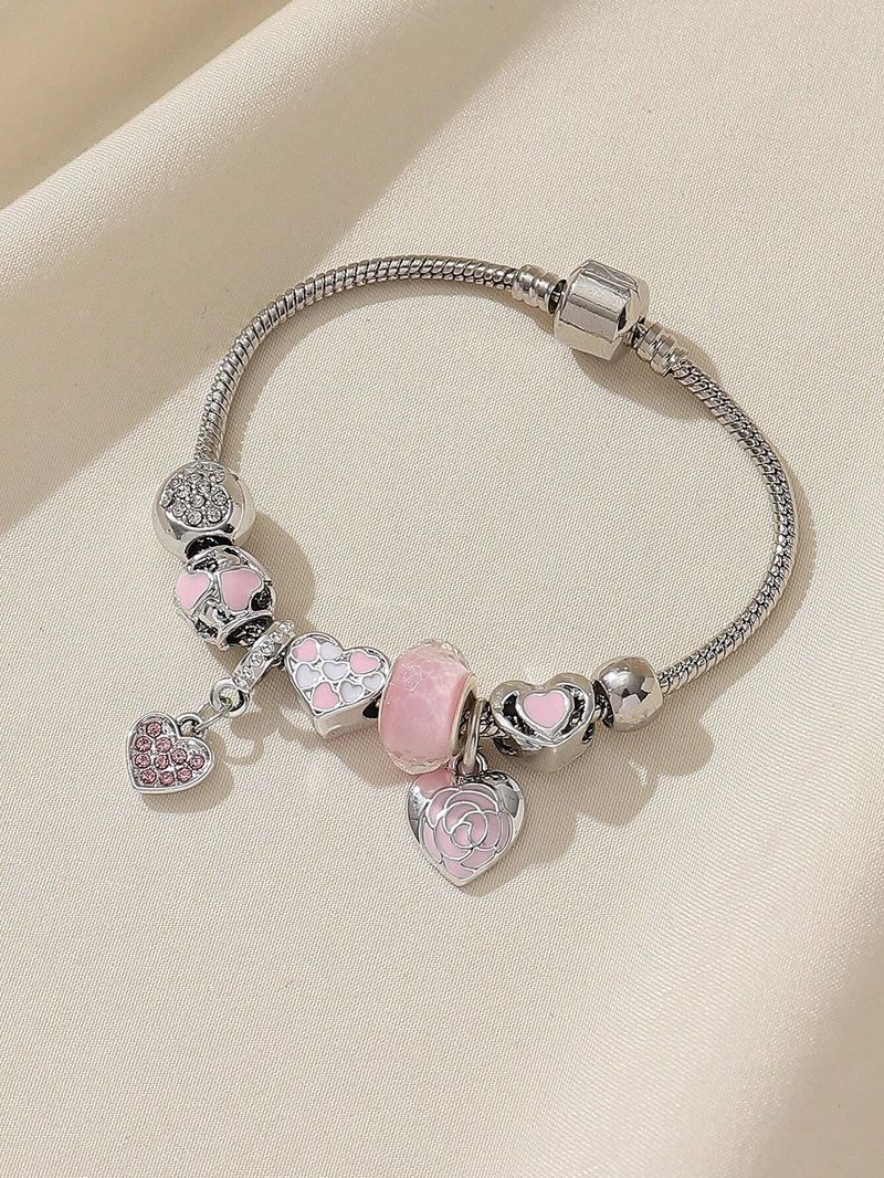 Tropf Rose Herz Mode DIY Malerei Öl Liebe Wasser Kristall Laterne Perlen Damen Armband_voghion.com