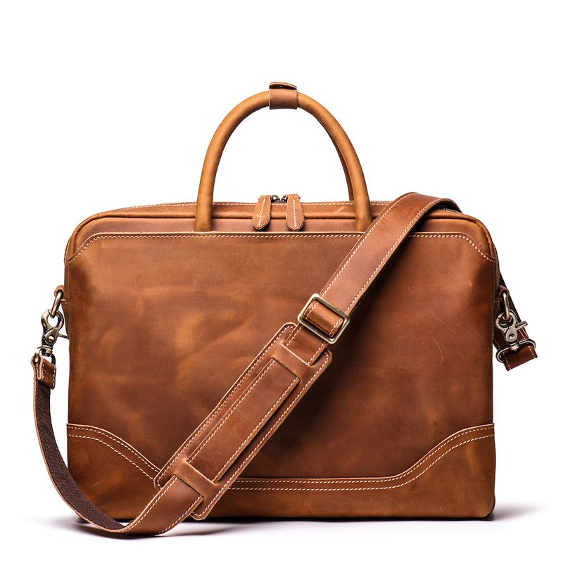 Handliche Dokumententasche Herren, Rindsleder, einzelne Schulter, diagonale Spreiztasche, lässige Retro-Tasche aus_voghion.com