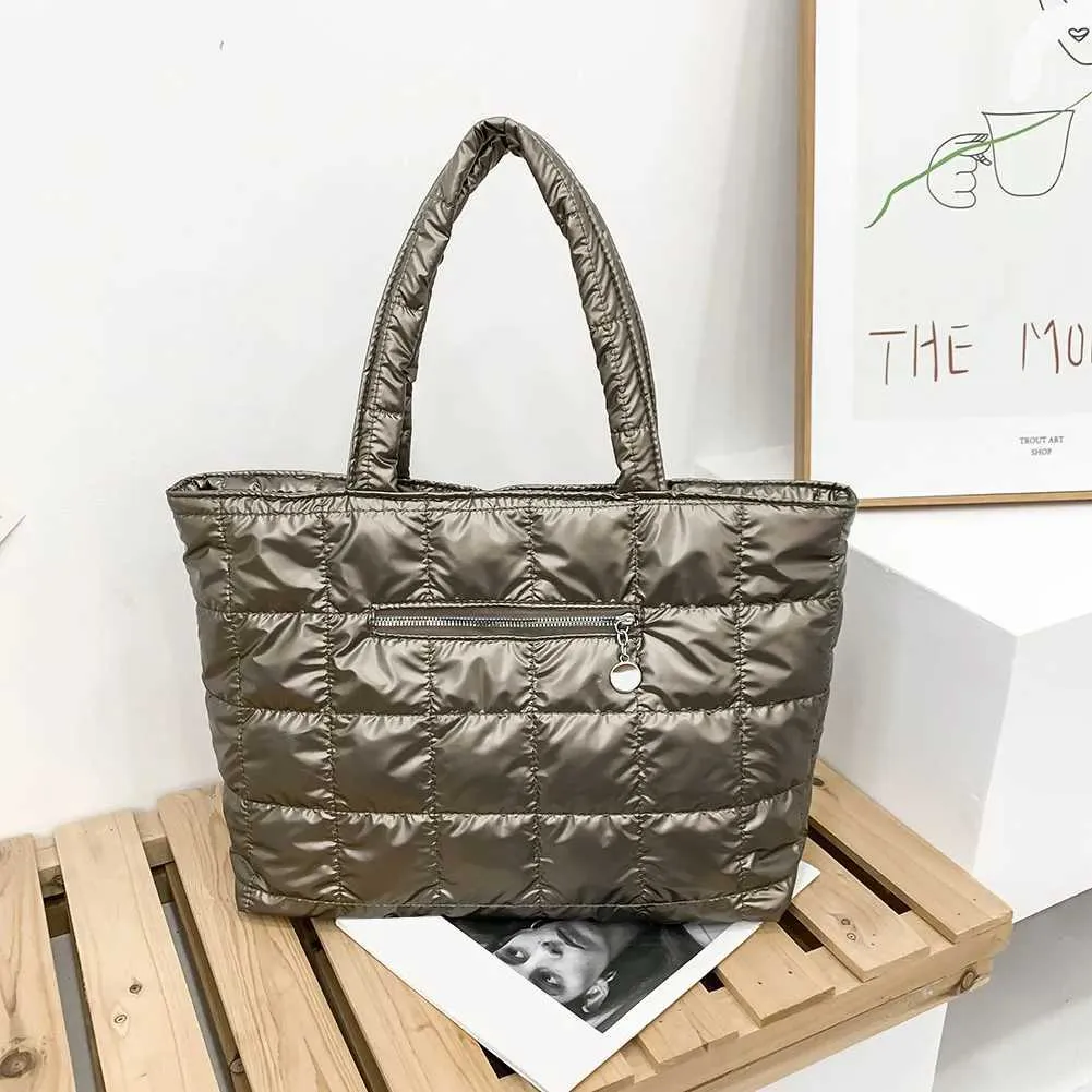 Sac cabas matelassé pour femme sac à main nylon grande capacité_voghion.com