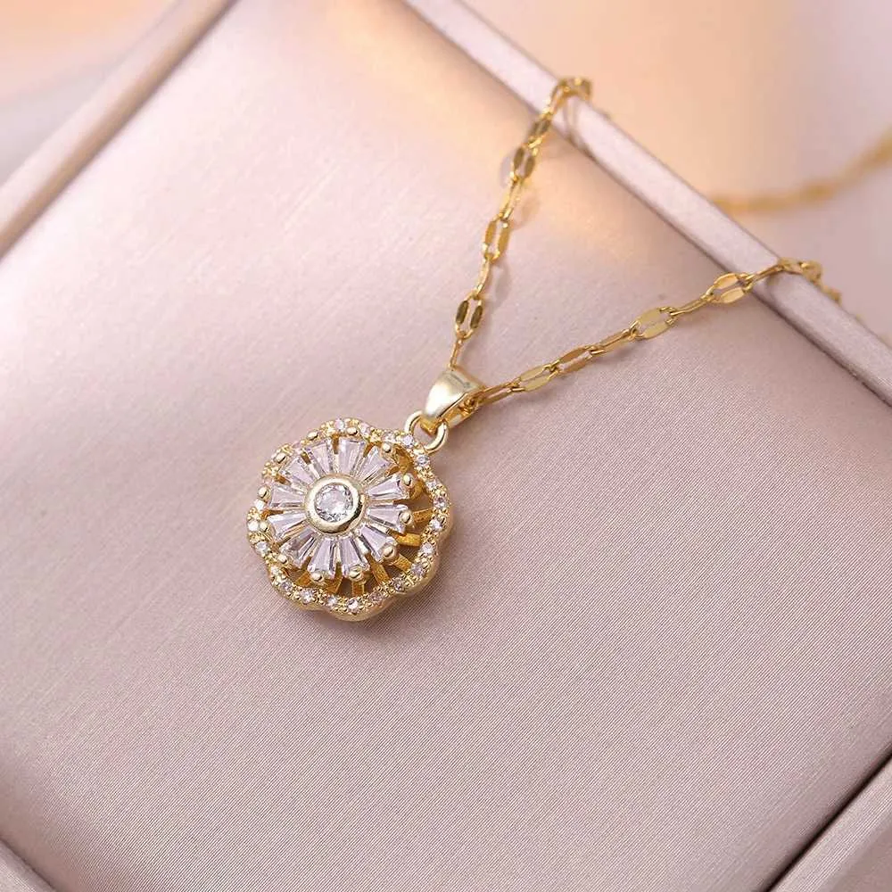 Collane con ciondolo Ruota Collana a doppio strato per donna Catena girocollo Accessorio per gioielli di moda_voghion.com