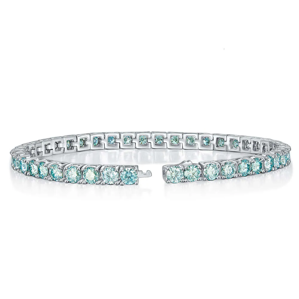 wholesale Blue Green Tennis Chain 4mm 5mm Sterling Sier Iced Out Moissanite Bracelet_voghion.com