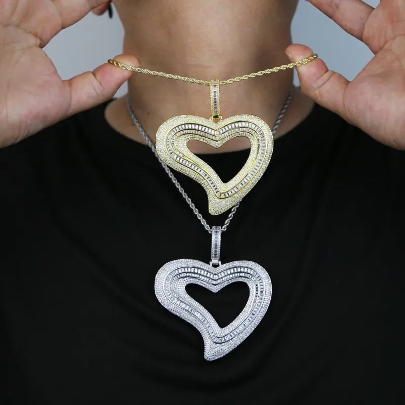 Hip Hop pendant Iced Out Full Paved Bling Cubic Zirconia CZ Big Hollow Heart Pendants Necklaces Jewelry for Rock Punk_voghion.com