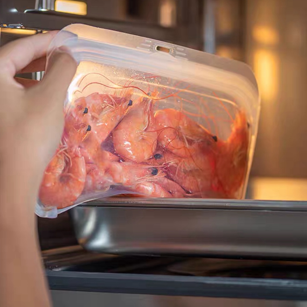 1 st återanvändbara silikonpåsar för matförvaring lufttäta ziplock-påsar för smörgåsar, mellanmål och mikrovågsugn, diskmaskinssäkra, fryssäkra påsar_voghion.com