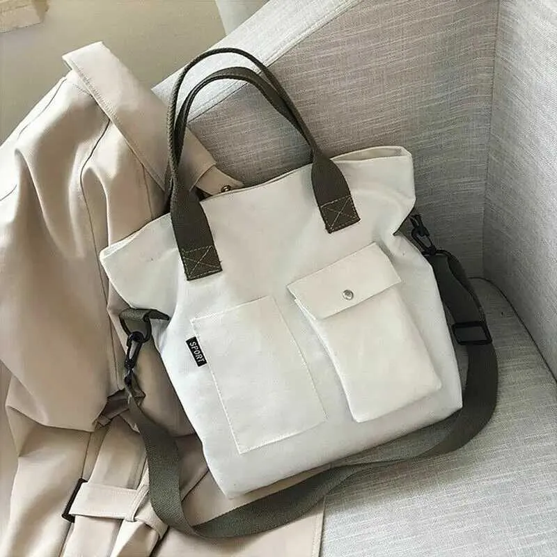Borsa a mano da donna in cotone canvas tote borsa a spalla_voghion.com