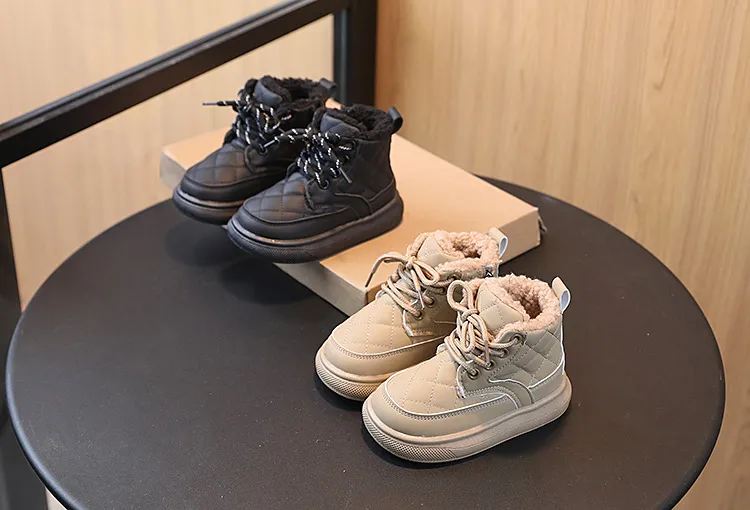 2025 Moda Plaid Autunno Bambina Scarpe Ragazzi Caviglia Flessibile Fondo Spesso Bambini Stivali da Neve Littlesprouts Nuovi Bambini_voghion.com