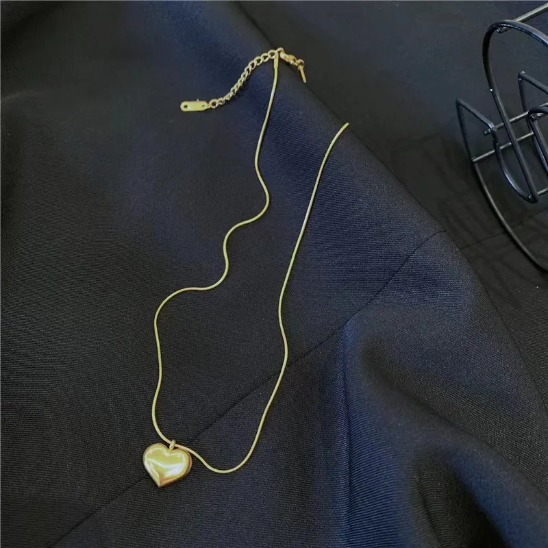 Colliers de mode en chaîne 2023 pour femme en acier inoxydable avec pendentif en forme de cœur et d'amour pour fille vierge, bijoux à maillons de chaîne couleur or_voghion.com