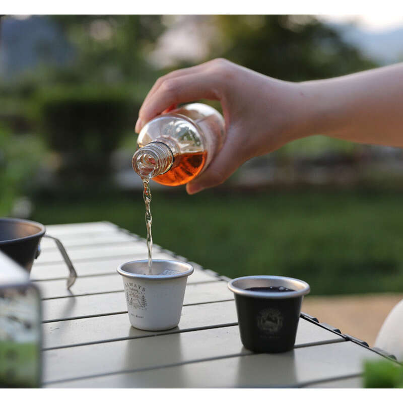 Outdoor Stainless Steel Small Coffee Camping Tea Water Cup Portable 350ML Wide Mouth Stackable_voghion.com