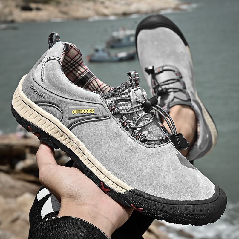 Outdoor Hiking Sneakers Sping Casual Men Shoes Breathable Suede Leather Anti-skid Walking Shoe Hot Sale Footwear_voghion.com