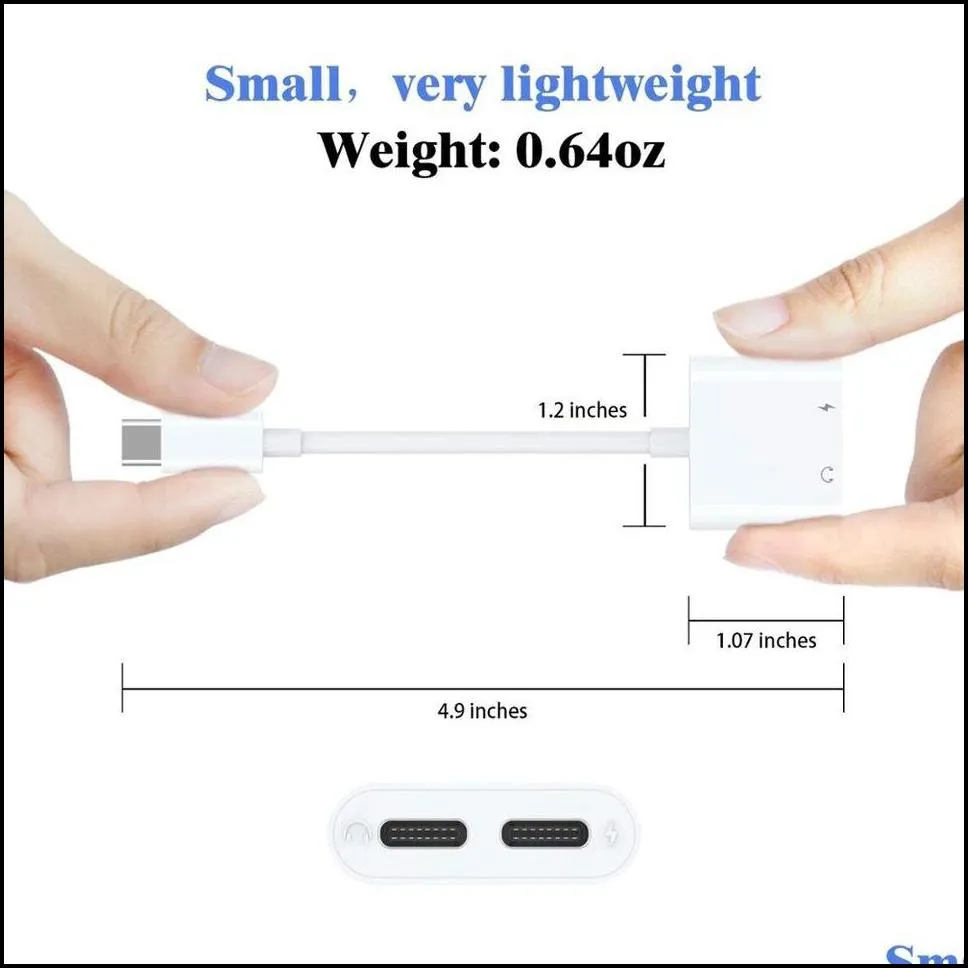 Cell Phone Cables Charger Adapter 2 In 1 Usb C To Headphone Audio Noise Cancelling For Smart Mobile Phone289T Drop_voghion.com