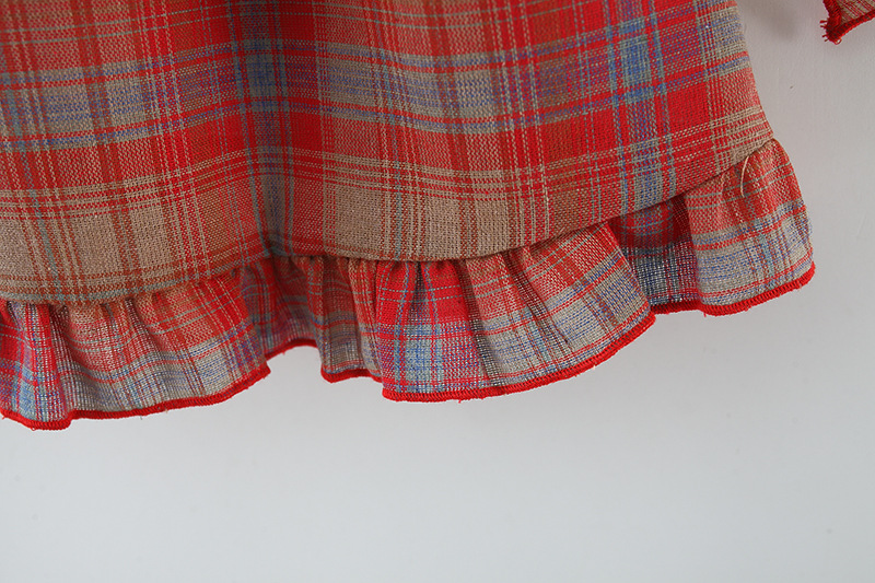 Toddler Girl Dress Red Checkered Pattern Cotton Dress High Quality Kids Clothes Send Hat_voghion.com