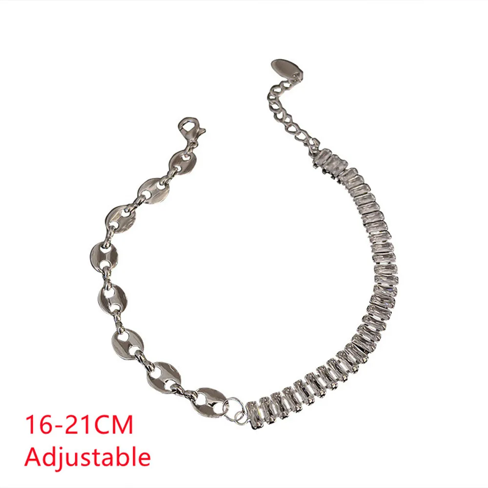 Pulseras de eslabones Pulsera de tenis ajustable romántica para mujer Cadena de cuentas de circonita cúbica de cristal Joyería para parejas_voghion.com
