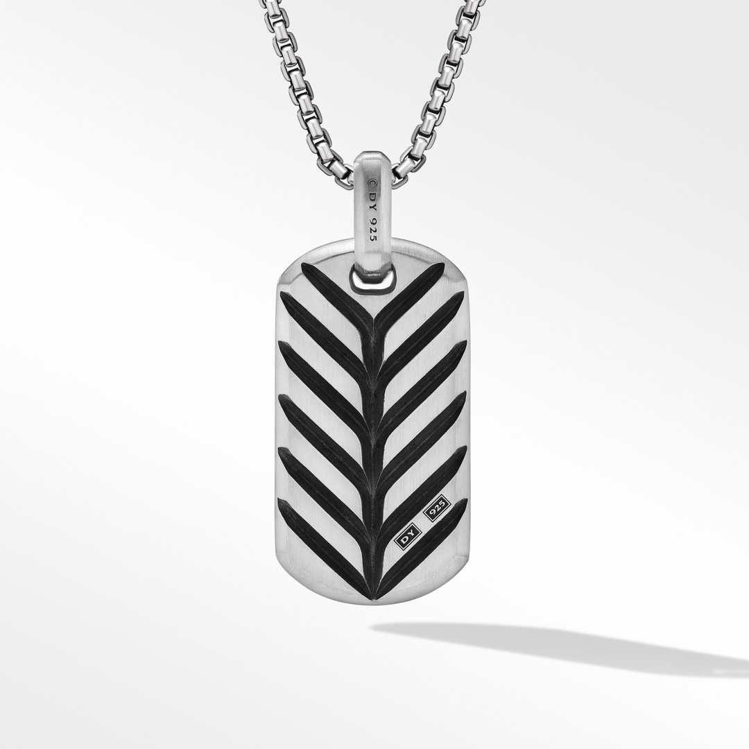 David XXX Yurman Sterling Silver Men's Talisman Set with Square Diamonds 18x34 for direct sale_voghion.com