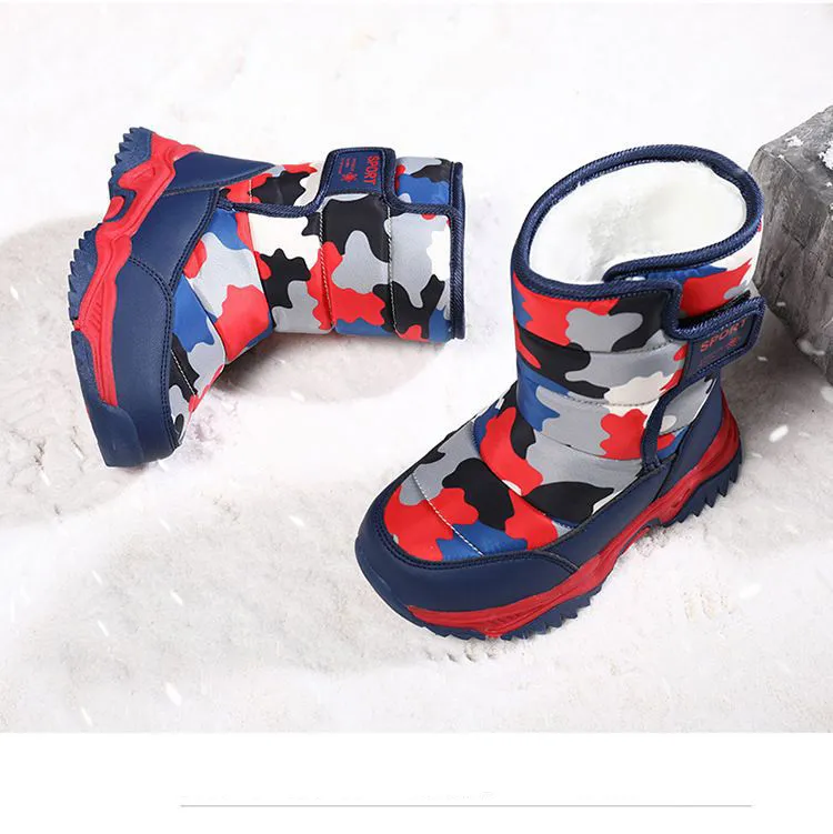 Winter Kids Plush Waterproof Fabric Non-Slip Girls Boys Rubber Sole Toddler Snow Fashion Warm Cutefeet Children Outdoor_voghion.com