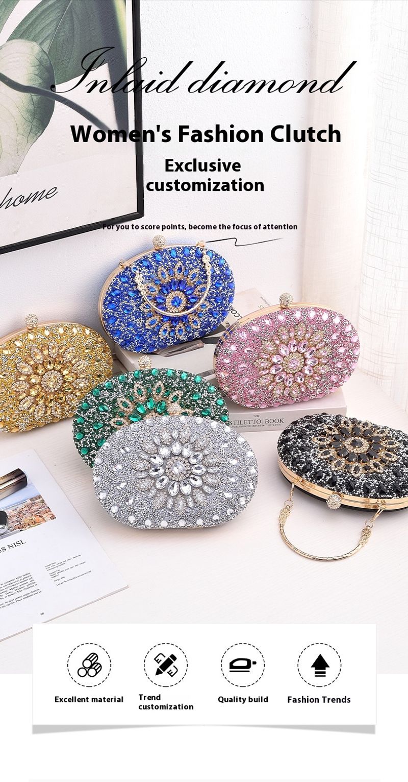 Popular Suower Fashionable Banquet Handbag Evening Dress Dia Set European And American Party Bag_voghion.com