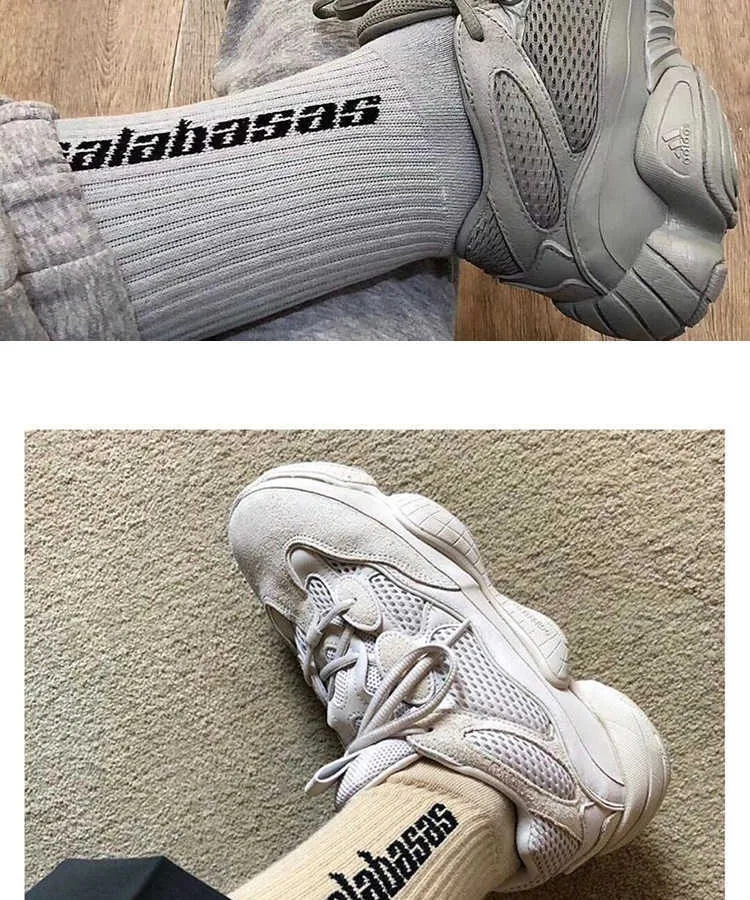 Calcetines Yeezy Personality para hombre y mujer, 3 pares por caja, de la colección Fashion Stock Crew, temporada 6, CALABASAS Soc Match 500 Tidal Youth_voghion.com