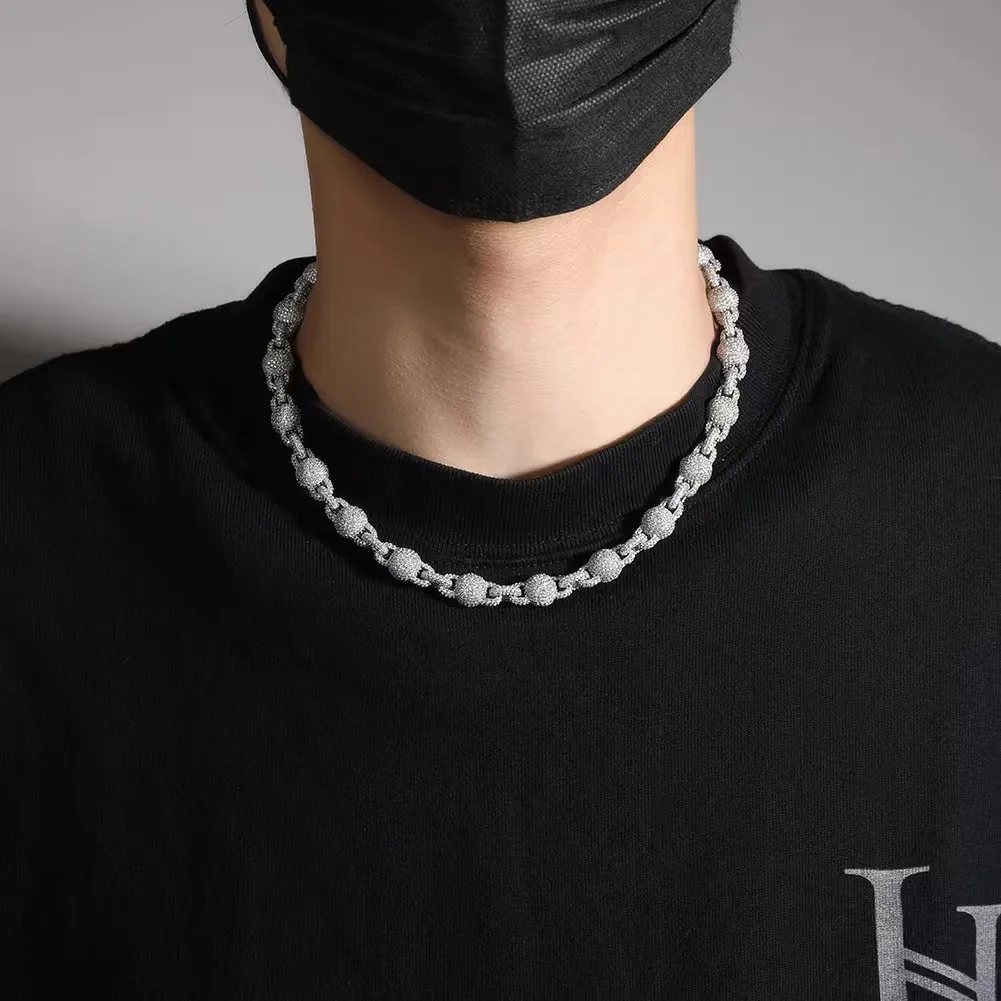 Nova dizajnerska ogrlica hip hop okrogla verižica z biseri za moške in ženske z enakim personaliziranim nakitom_voghion.com