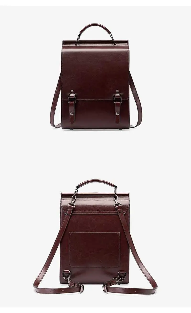 Vintage Lederrucksack Für Damen Klassischer College Stil Rucksack_voghion.com