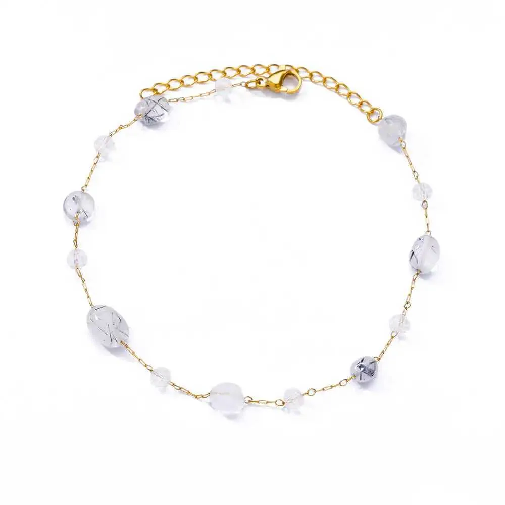 Charm Armbänder Weiß Opal Stein Fußkettchen Für Frauen Gold Farbe Edelstahl Fußkettchen Armband Neue Sommer Strand_voghion.com