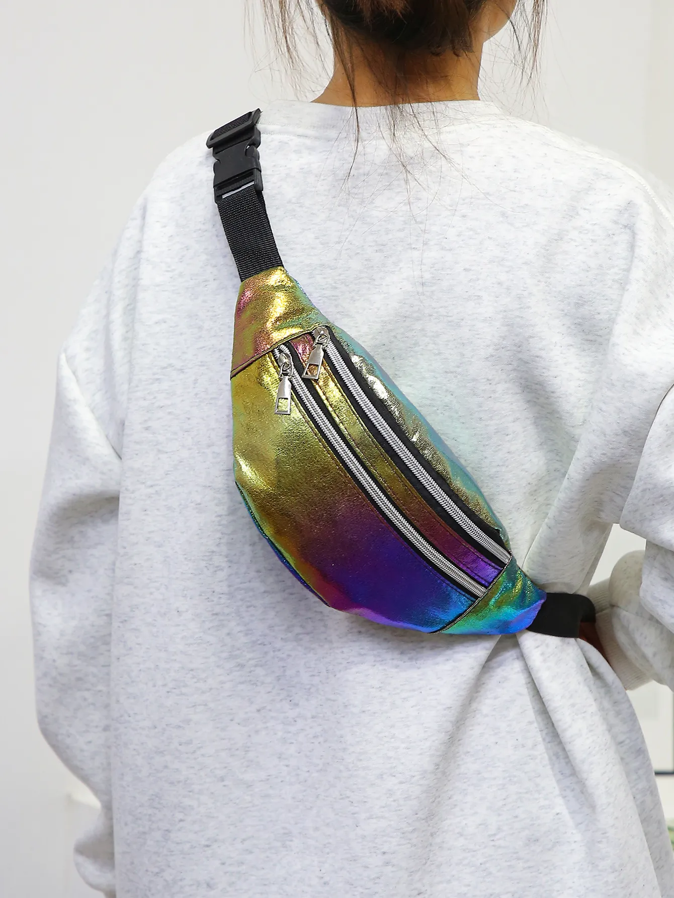 Marsupio con ologramma laser a colori sfumati, marsupio a tracolla, borsa da viaggio, per camminare, correre, escursioni, ciclismo, sport_voghion.com